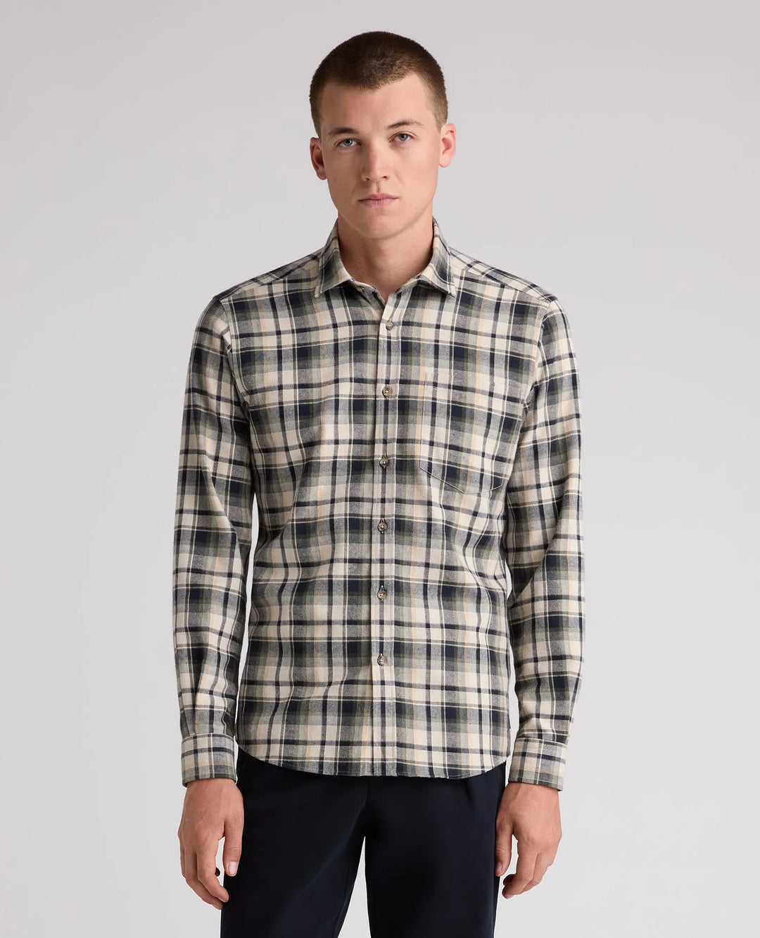 Tapered Check Casual Shirt – Beige