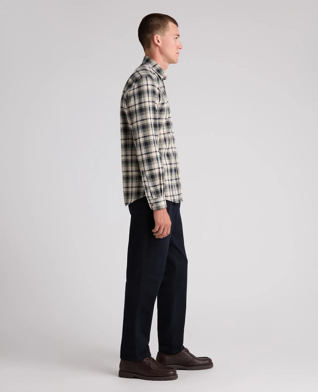 Tapered Check Casual Shirt – Beige