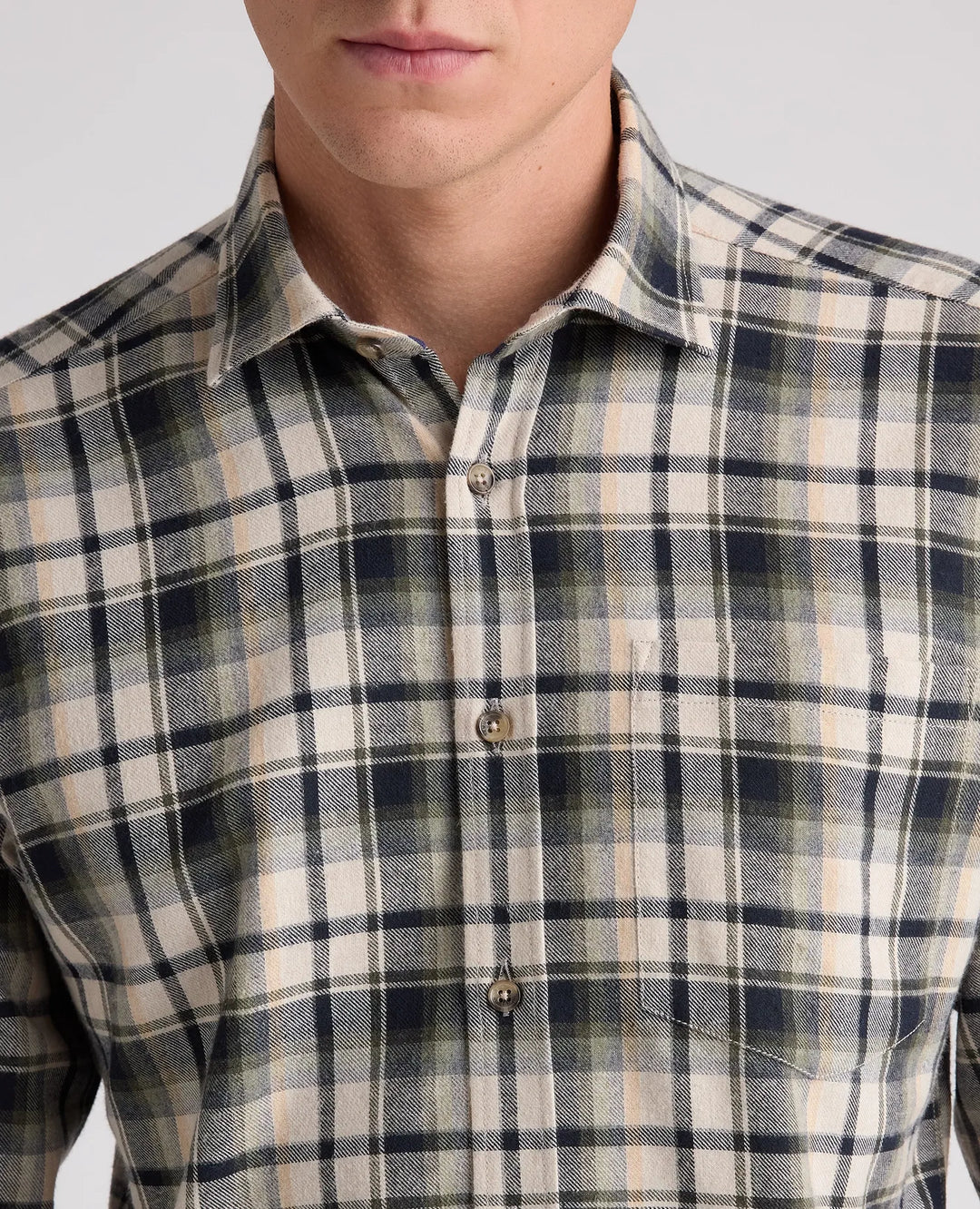 Tapered Check Casual Shirt – Beige