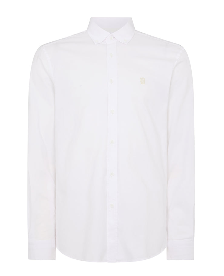Remus Uomo – Tapered Fit – White/Navy – Oxford Cotton Long Sleeve Shirt