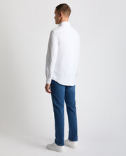 Remus Uomo – Tapered Fit – White/Navy – Oxford Cotton Long Sleeve Shirt