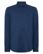 Remus Uomo – Tapered Fit – White/Navy – Oxford Cotton Long Sleeve Shirt