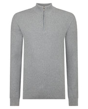 Remus Uomo Light Grey Turtle Neck 1/4 Zip Sweater