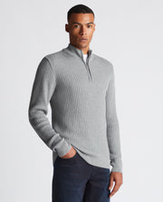 Remus Uomo Light Grey Turtle Neck 1/4 Zip Sweater