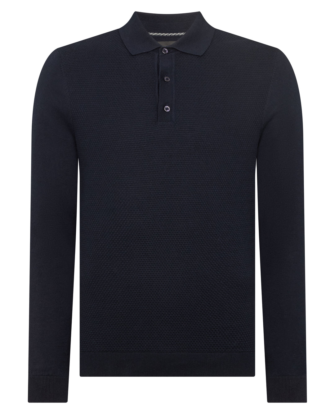Remus Uomo – Slim Fit – Navy/Stone – Long Sleeve Knitted Polo