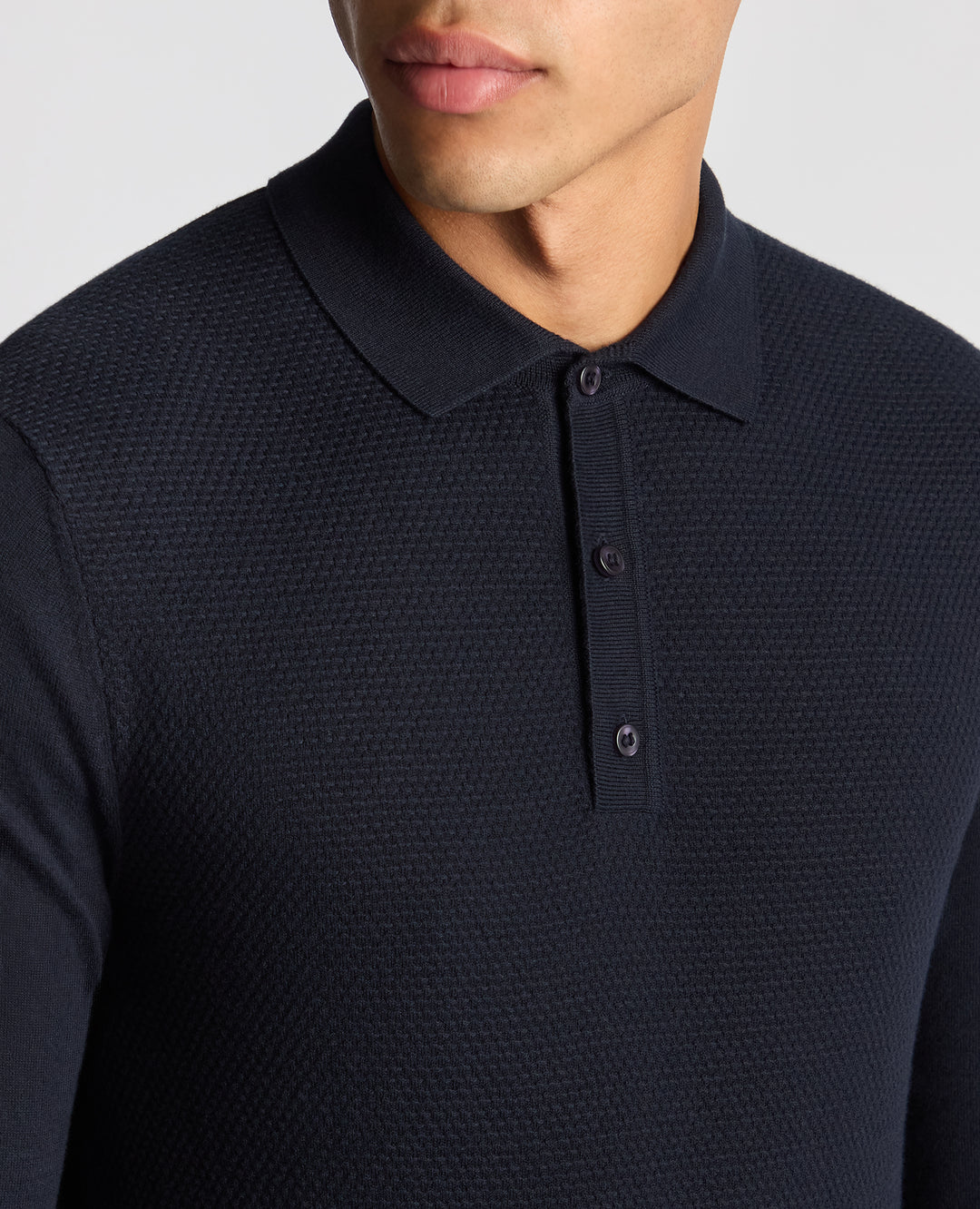 Remus Uomo – Slim Fit – Navy/Stone – Long Sleeve Knitted Polo