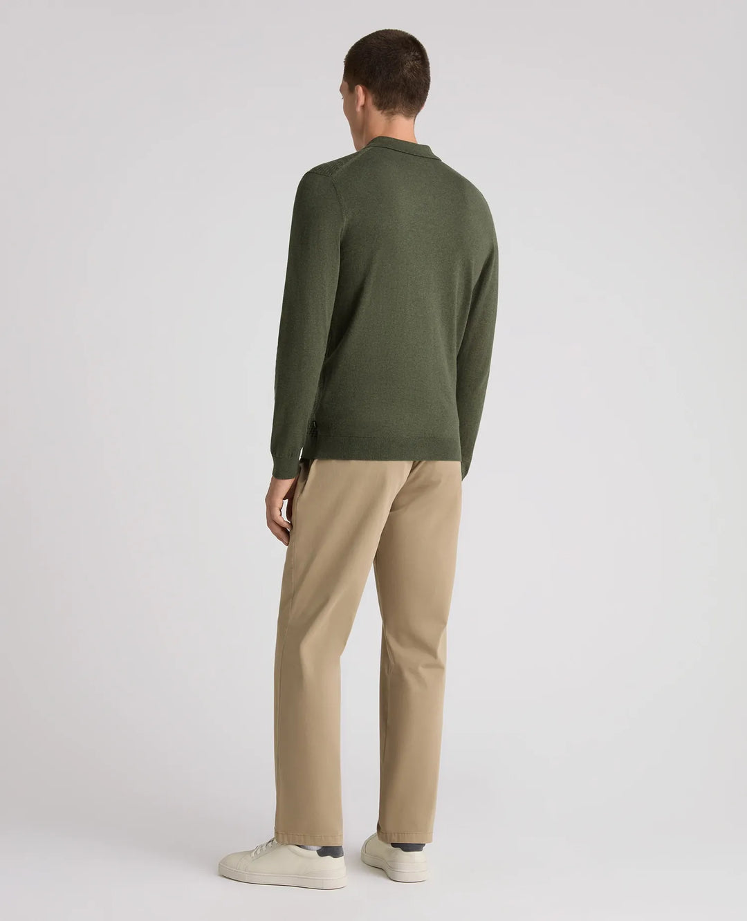 Textured Long Sleeve Polo Shirt