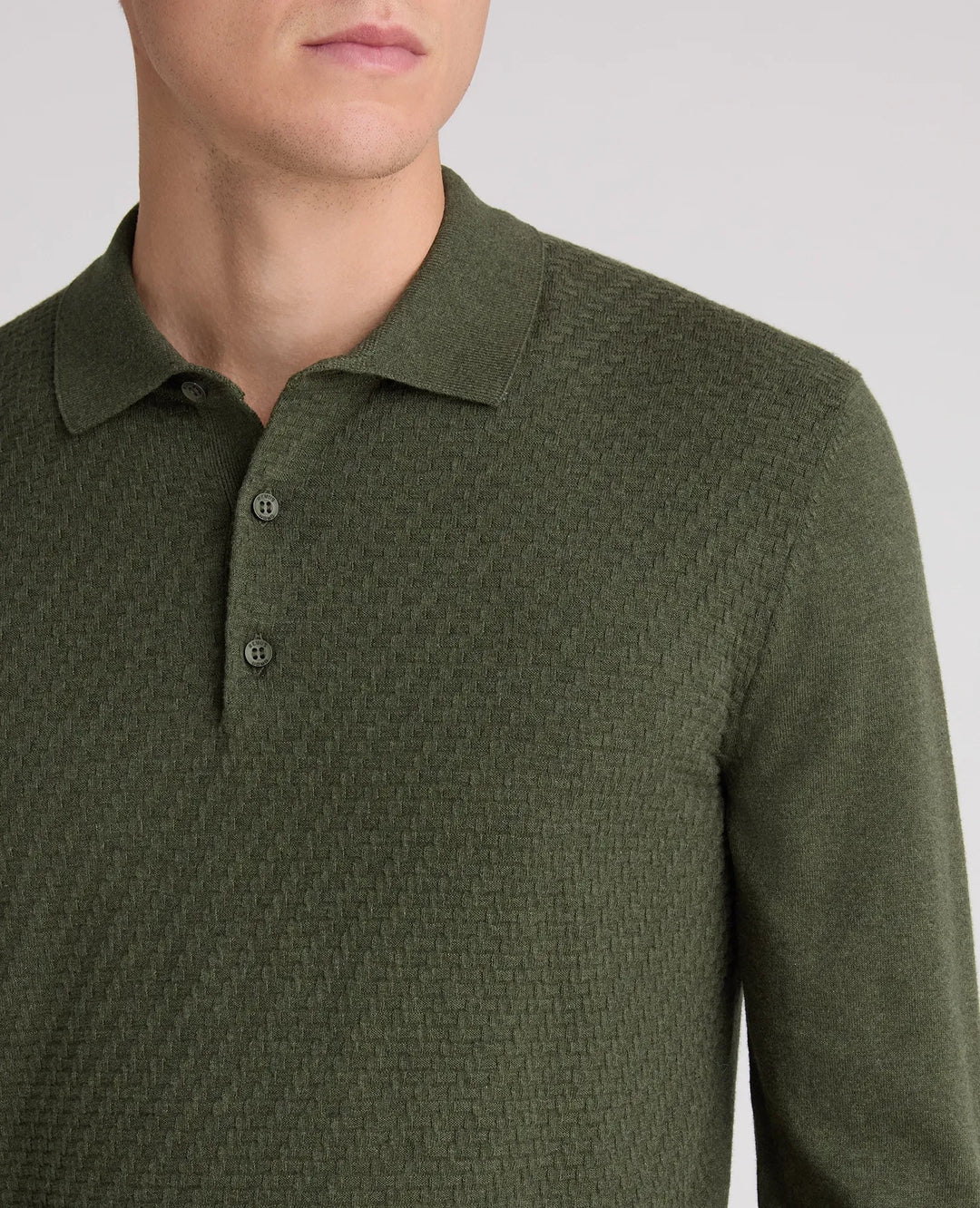 Textured Long Sleeve Polo Shirt