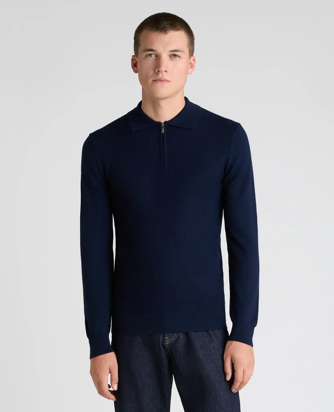 Merino Blend Zip Polo Shirt