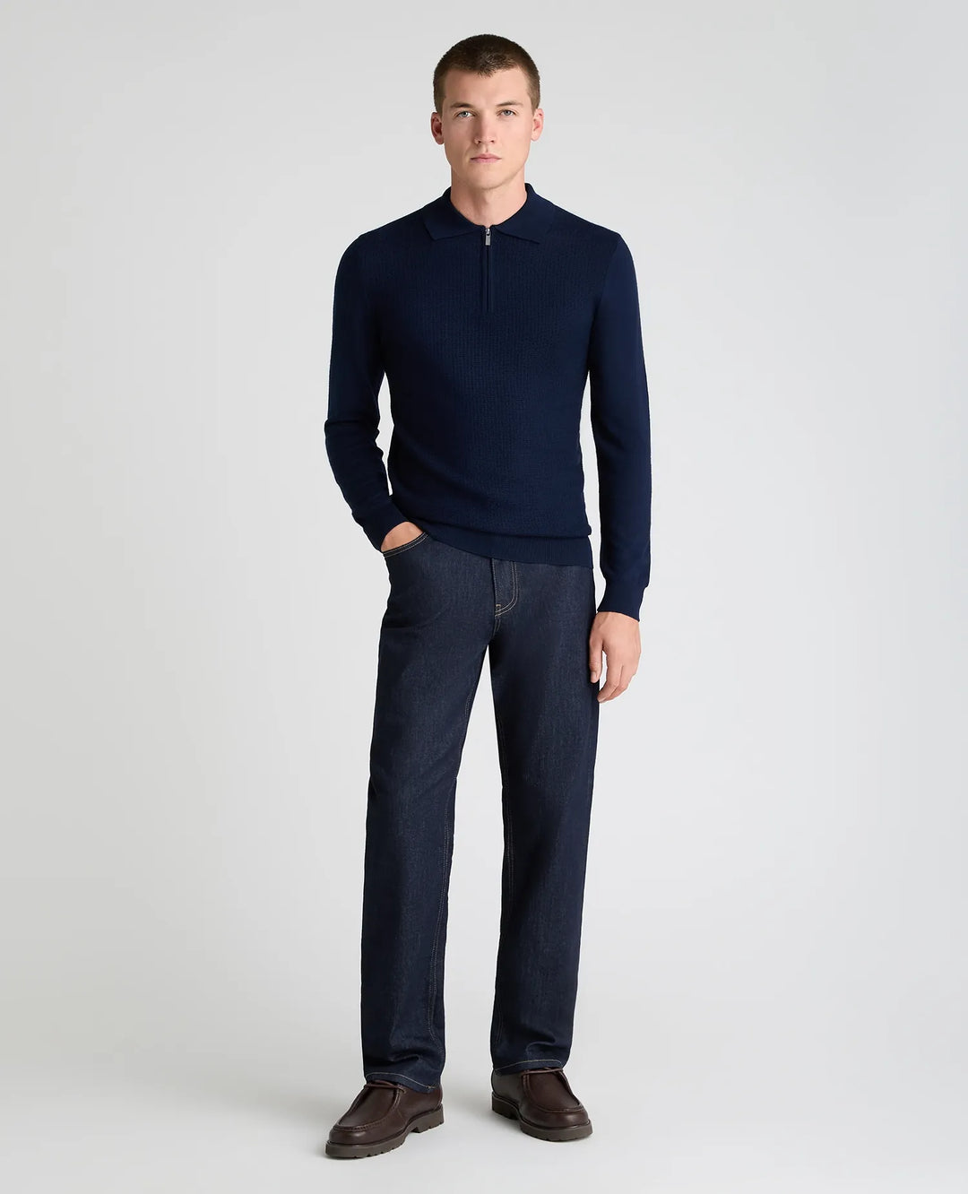 Merino Blend Zip Polo Shirt