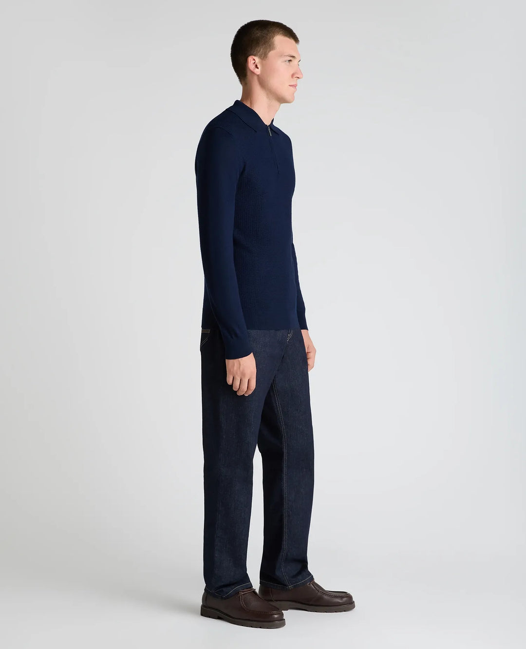 Merino Blend Zip Polo Shirt