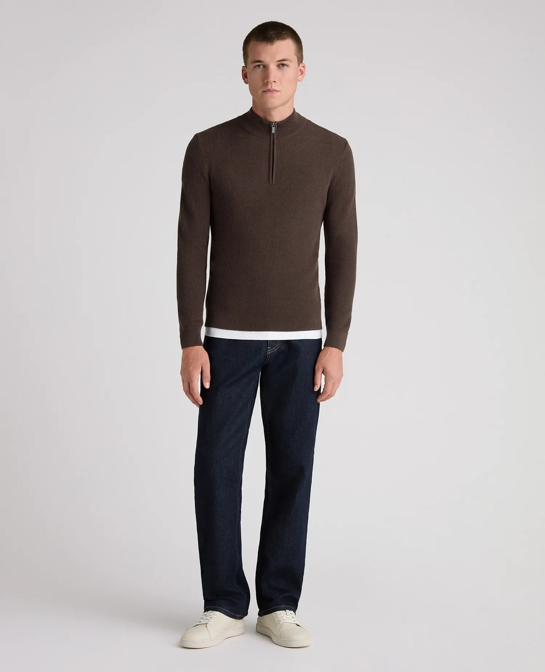 Fine Rib Quarter-Zip Sweater
