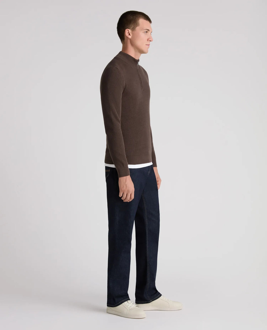Fine Rib Quarter-Zip Sweater