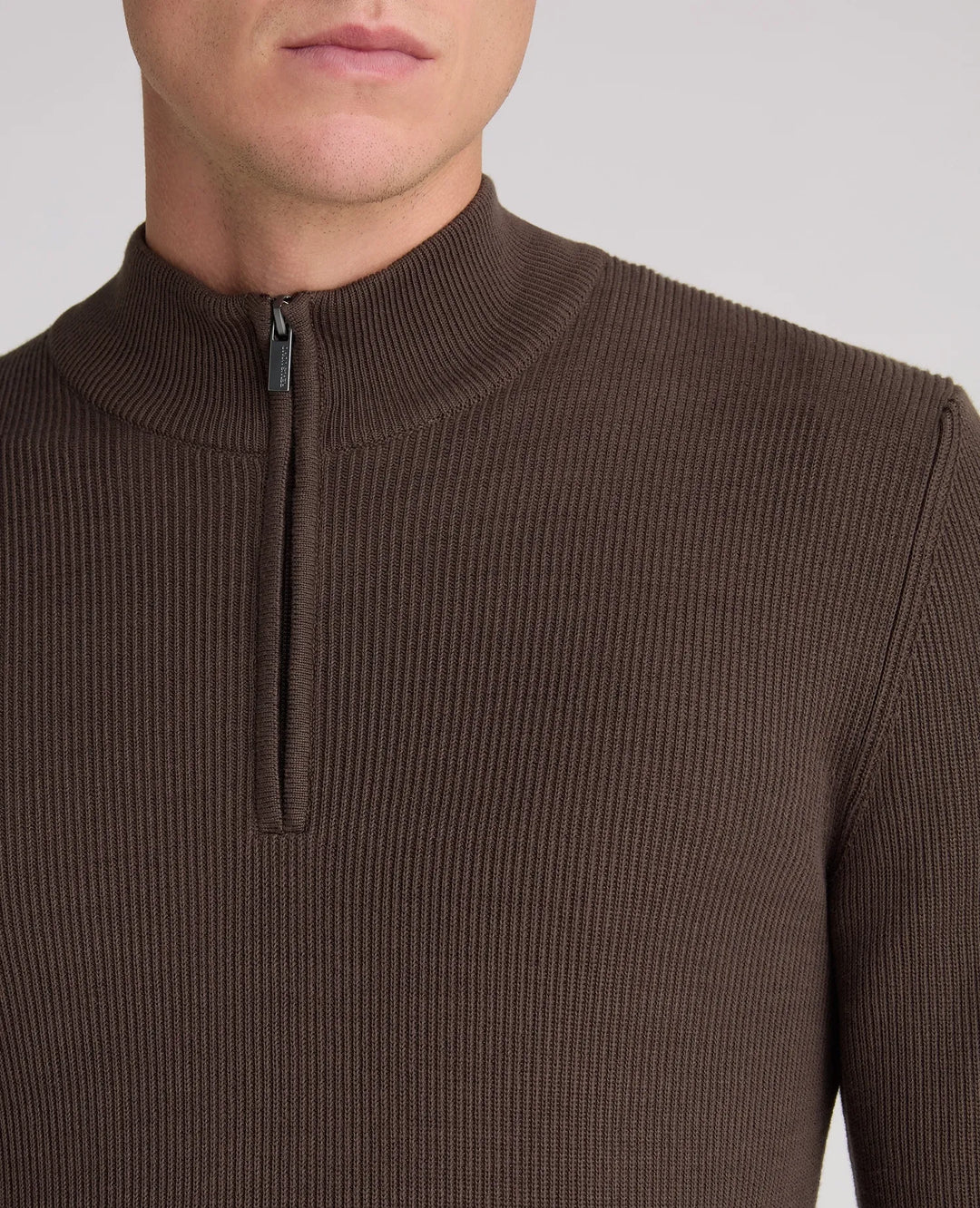 Fine Rib Quarter-Zip Sweater