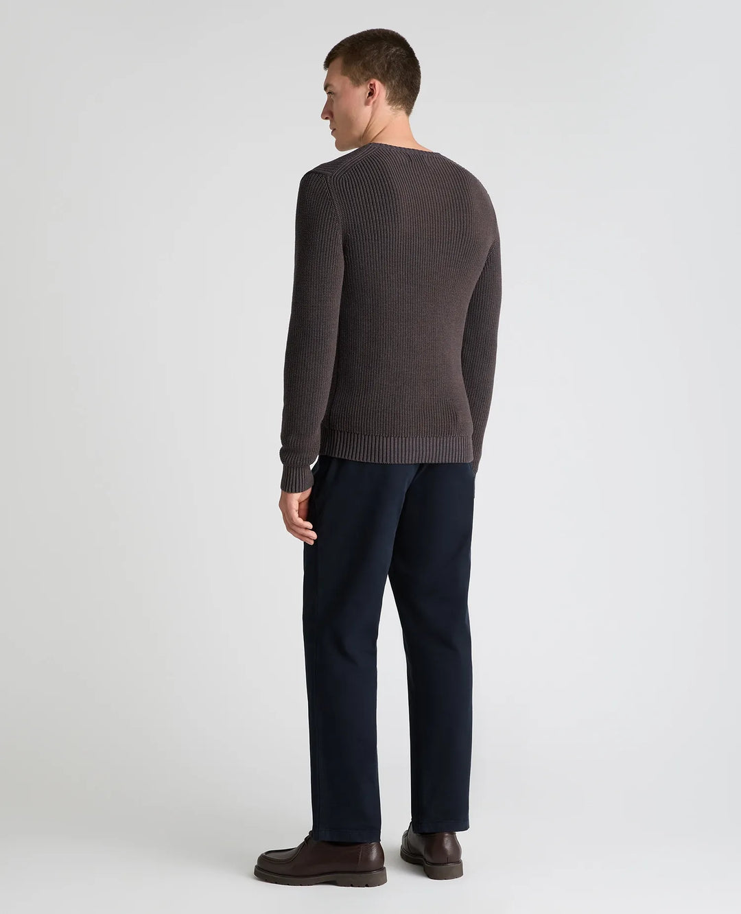 Two-Tone Cotton Crew Neck Sweater