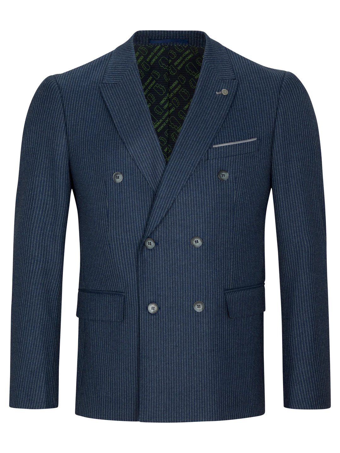Marino Double-Breasted Pinstripe Suit Jacket – Blue