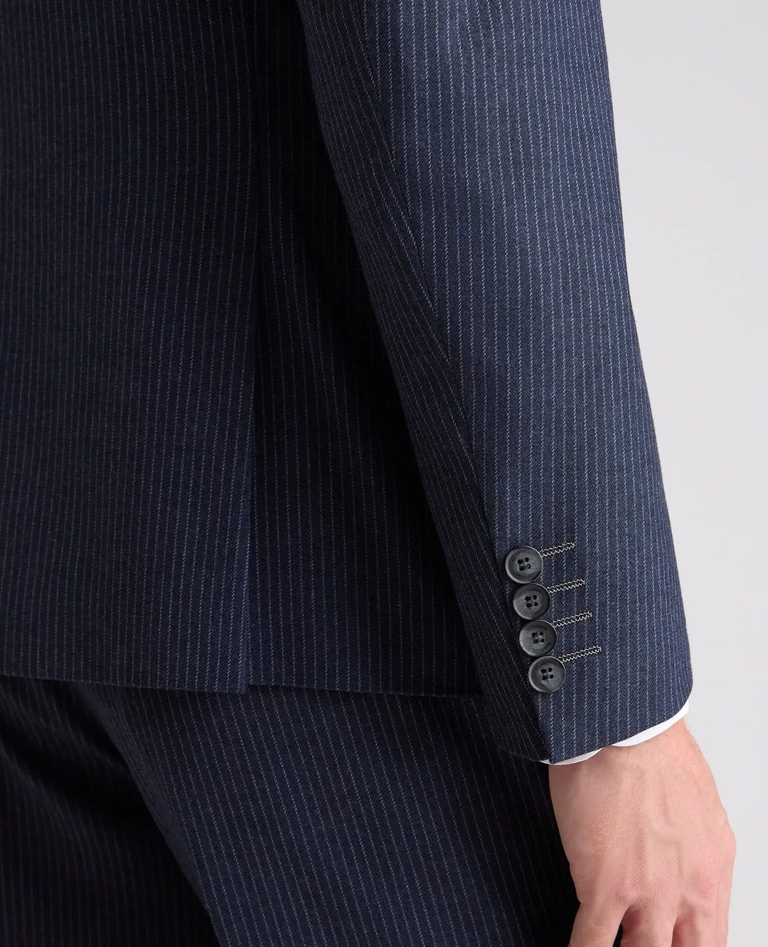 Marino Double-Breasted Pinstripe Suit Jacket – Blue