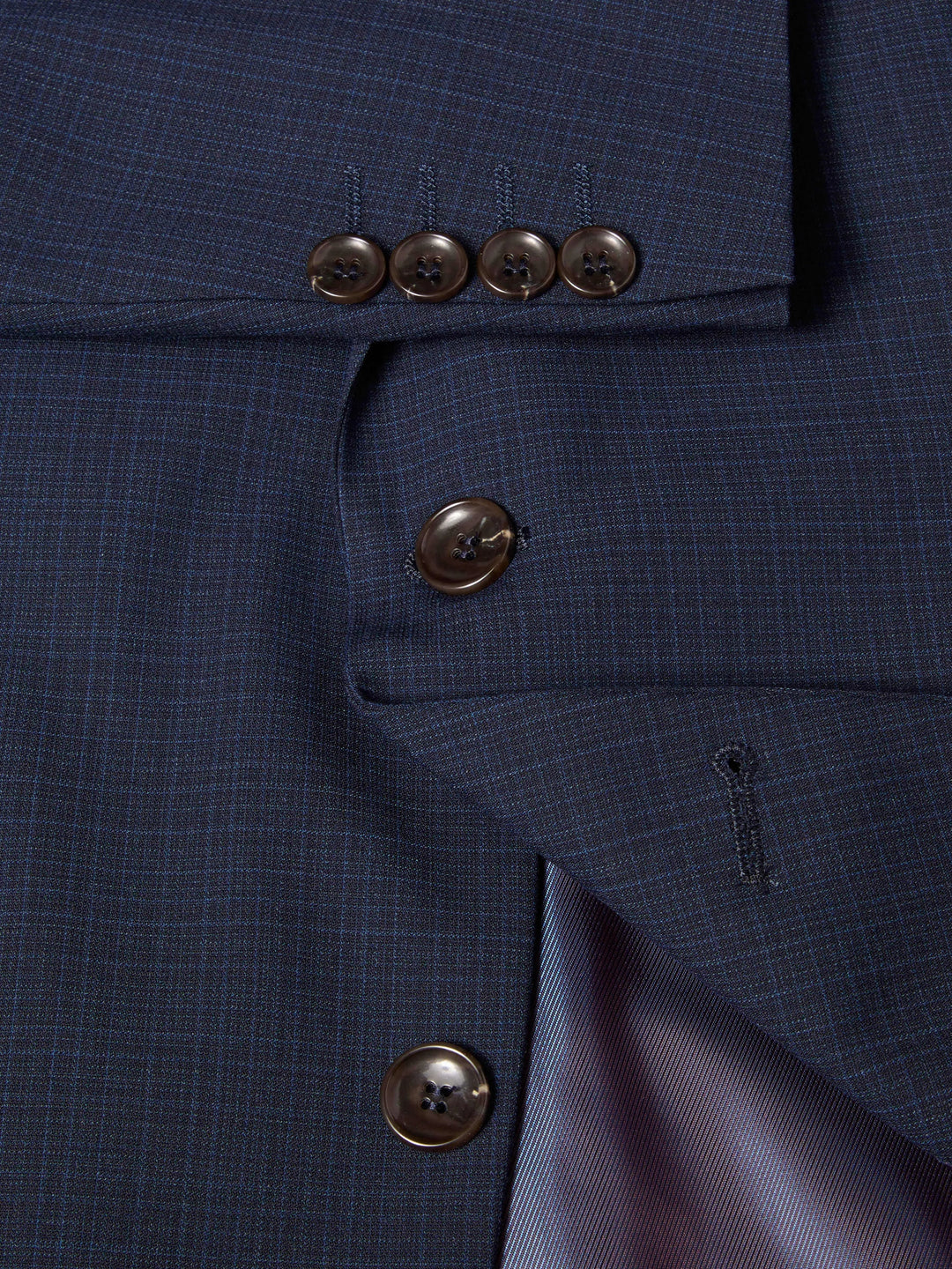 Dale Tapered Check Suit Jacket – Navy