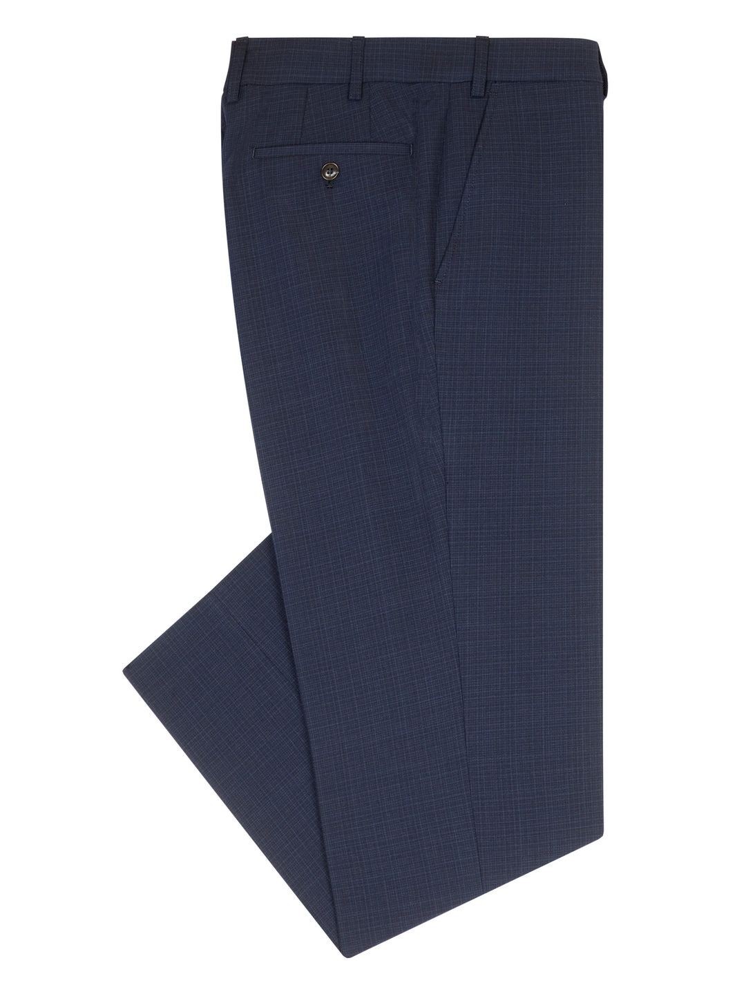 Dale Tapered Check Formal Trousers – Navy