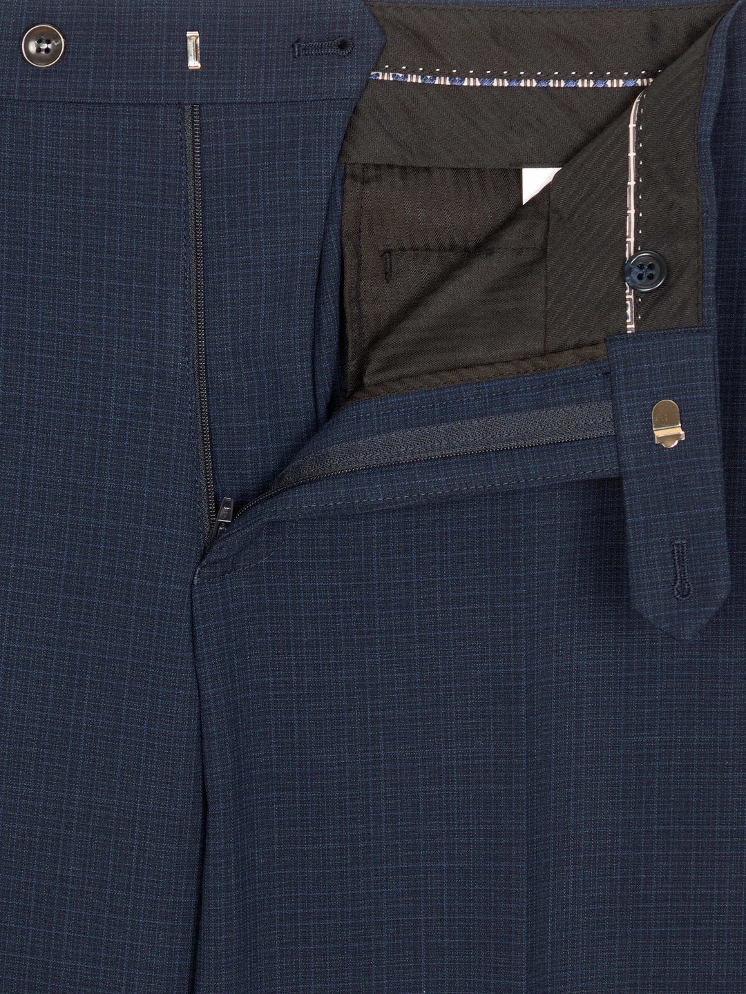 Dale Tapered Check Formal Trousers – Navy