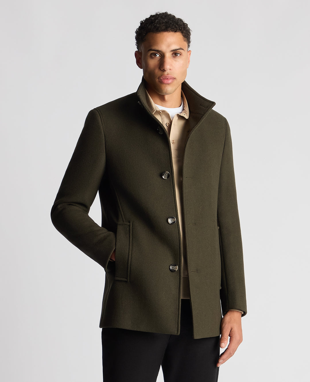 Remus Uomo – Dark Lovat – Jonah Tapered Fit Wool-Blend Overcoat