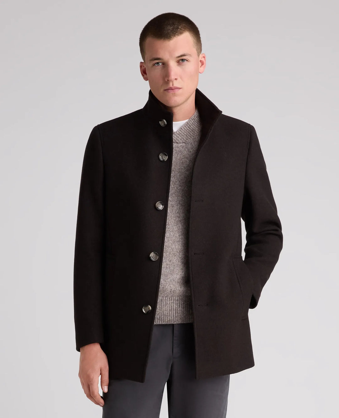 Dark Brown– Jonah Tapered Fit Wool-Blend Overcoat