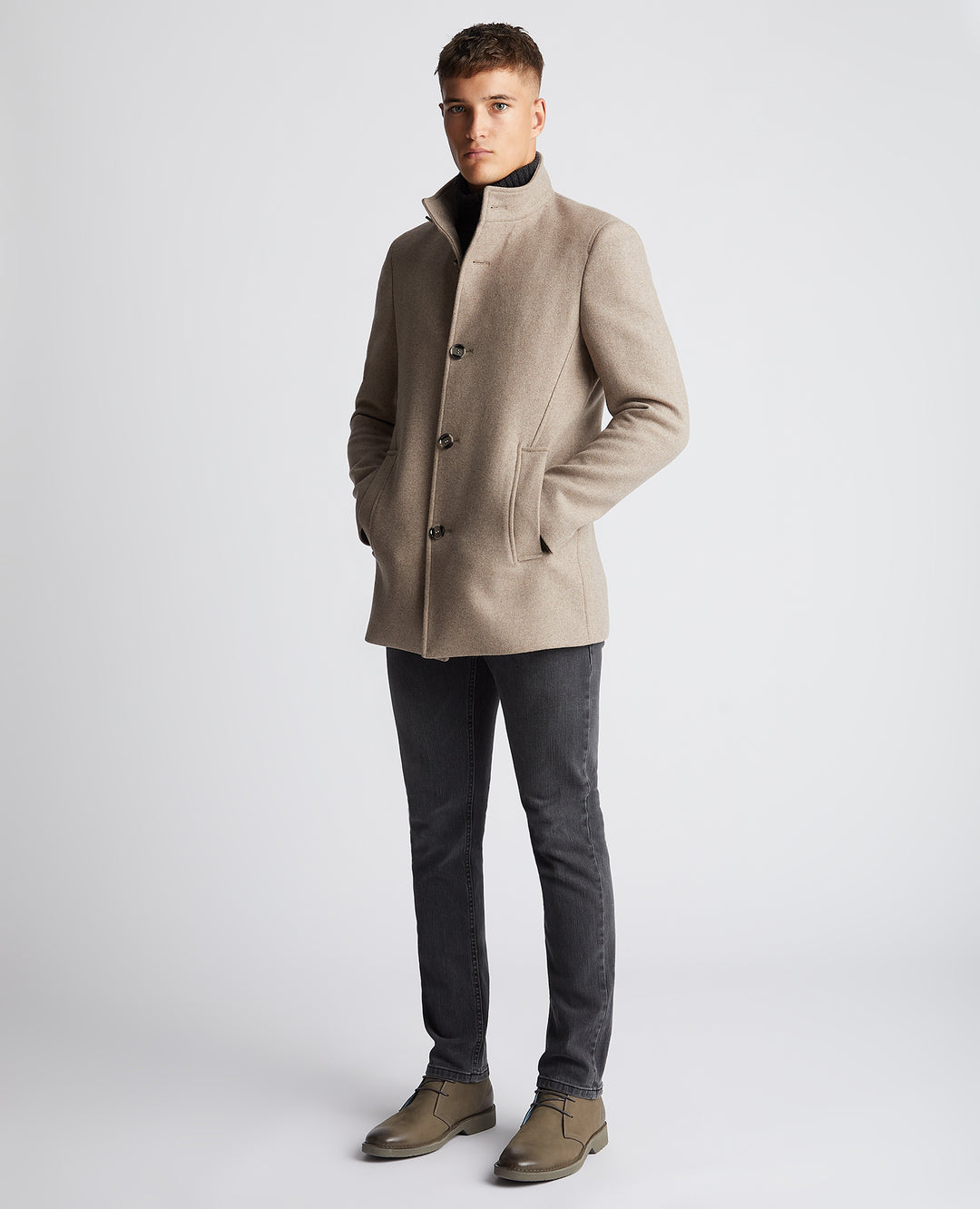 Remus Uomo – Fawn – Jonah Tapered Fit Wool-Blend Overcoat