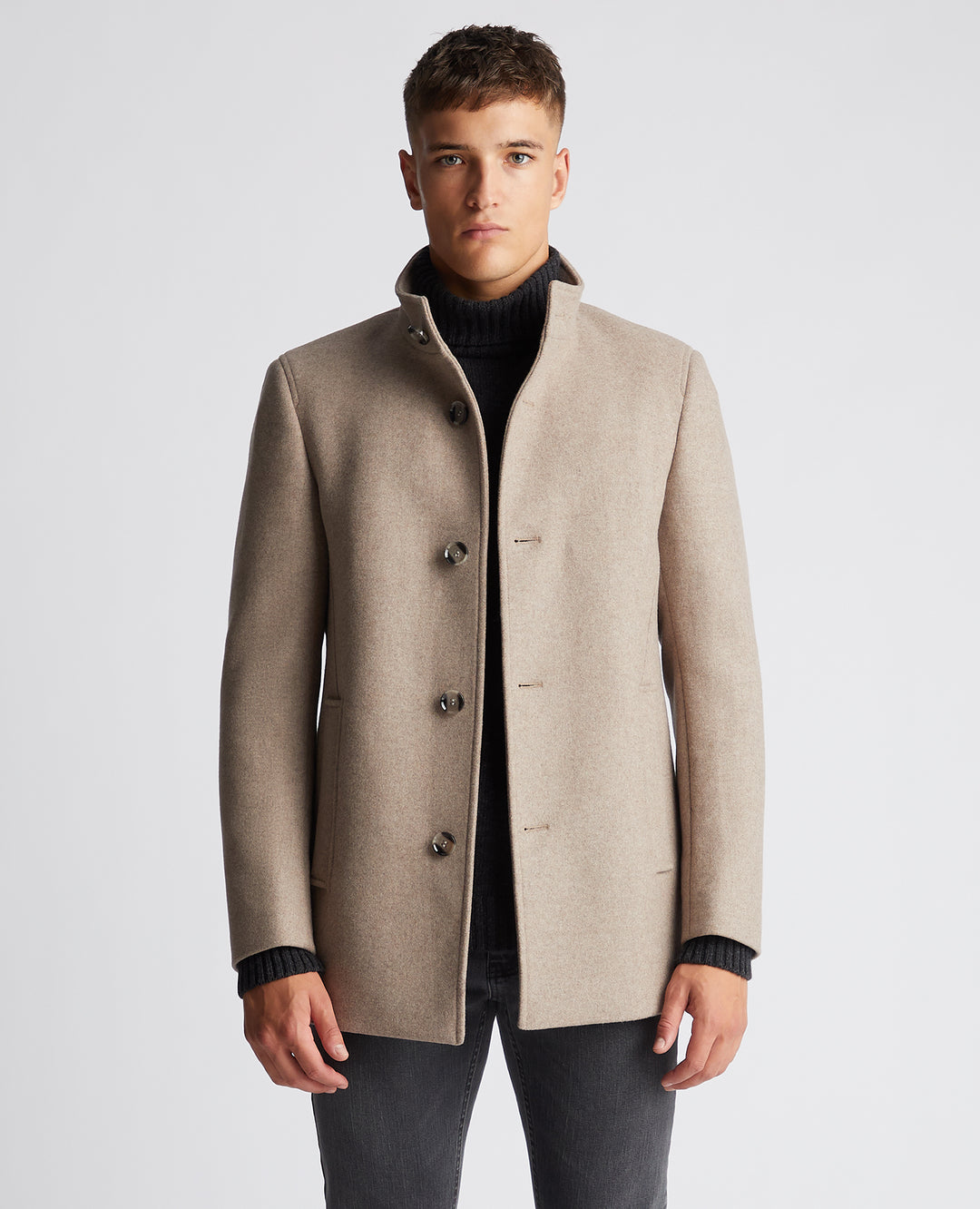 Remus Uomo – Fawn – Jonah Tapered Fit Wool-Blend Overcoat