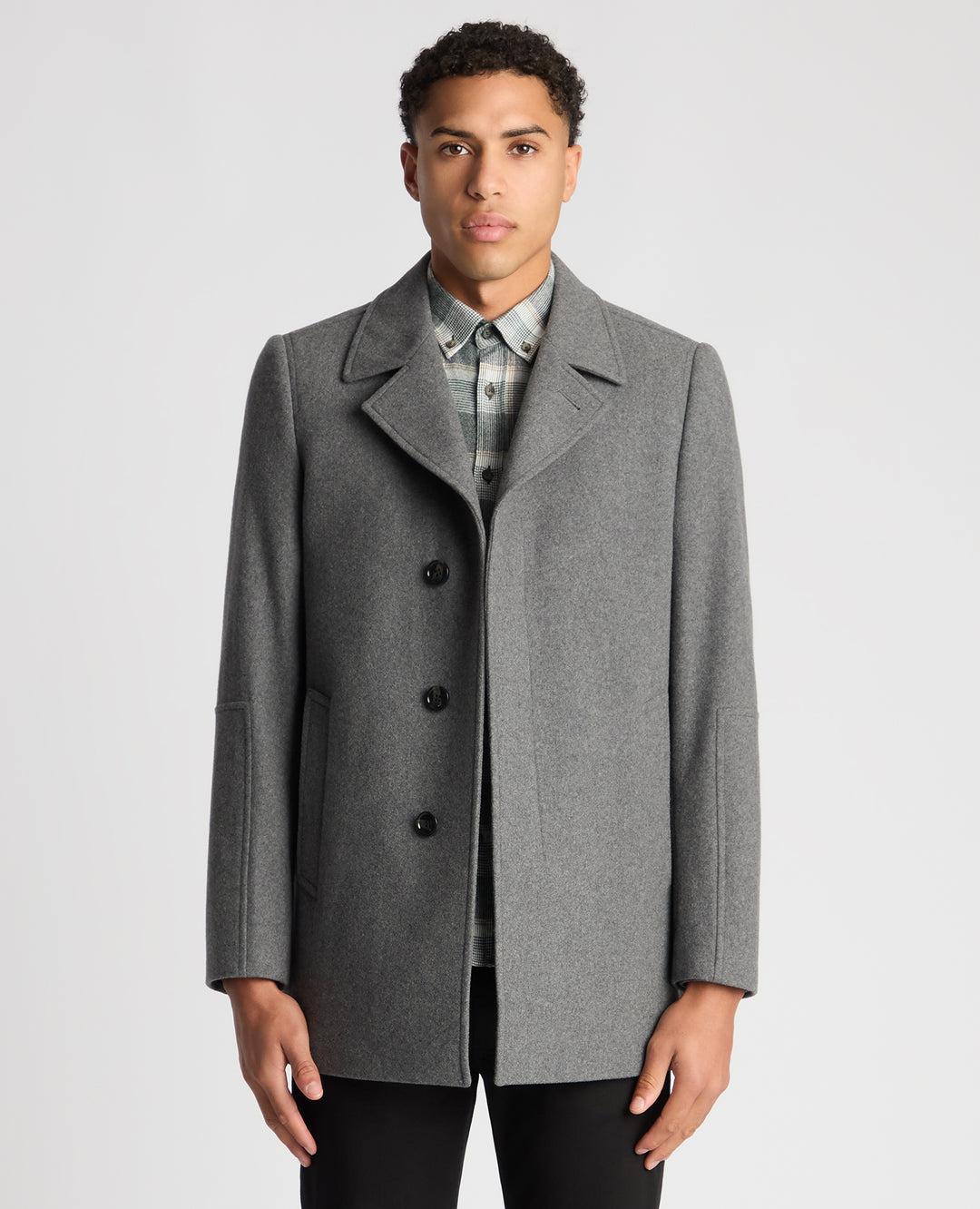 Remus Uomo – Grey / Navy – Lochlan Tailored Fit Wool-Blend Overcoat
