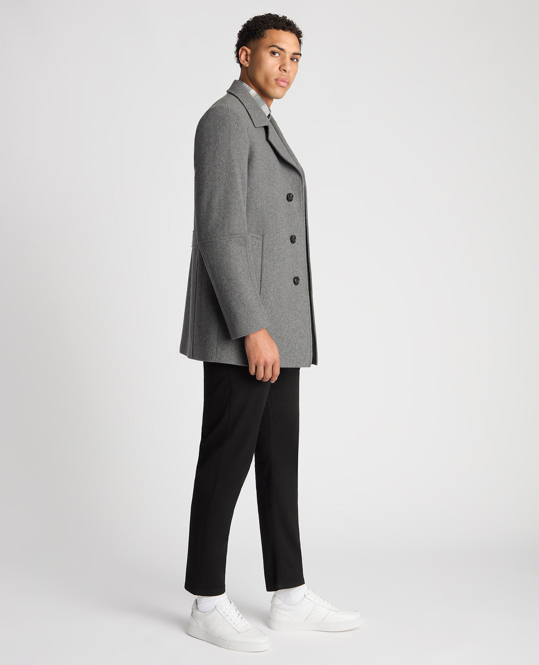 Remus Uomo – Grey / Navy – Lochlan Tailored Fit Wool-Blend Overcoat