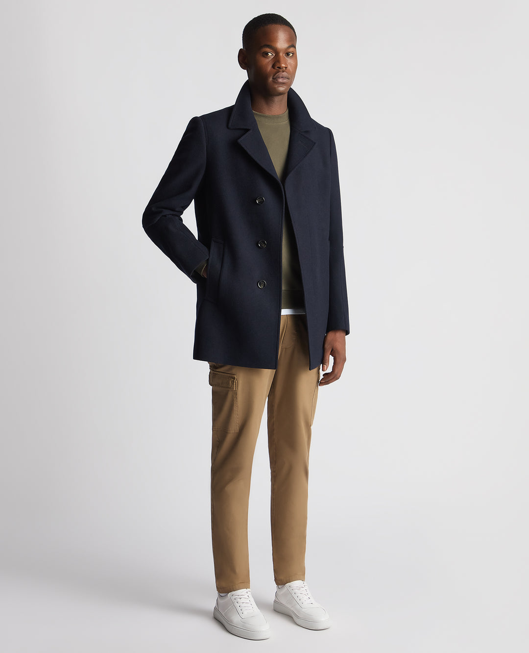 Remus Uomo – Grey / Navy – Lochlan Tailored Fit Wool-Blend Overcoat