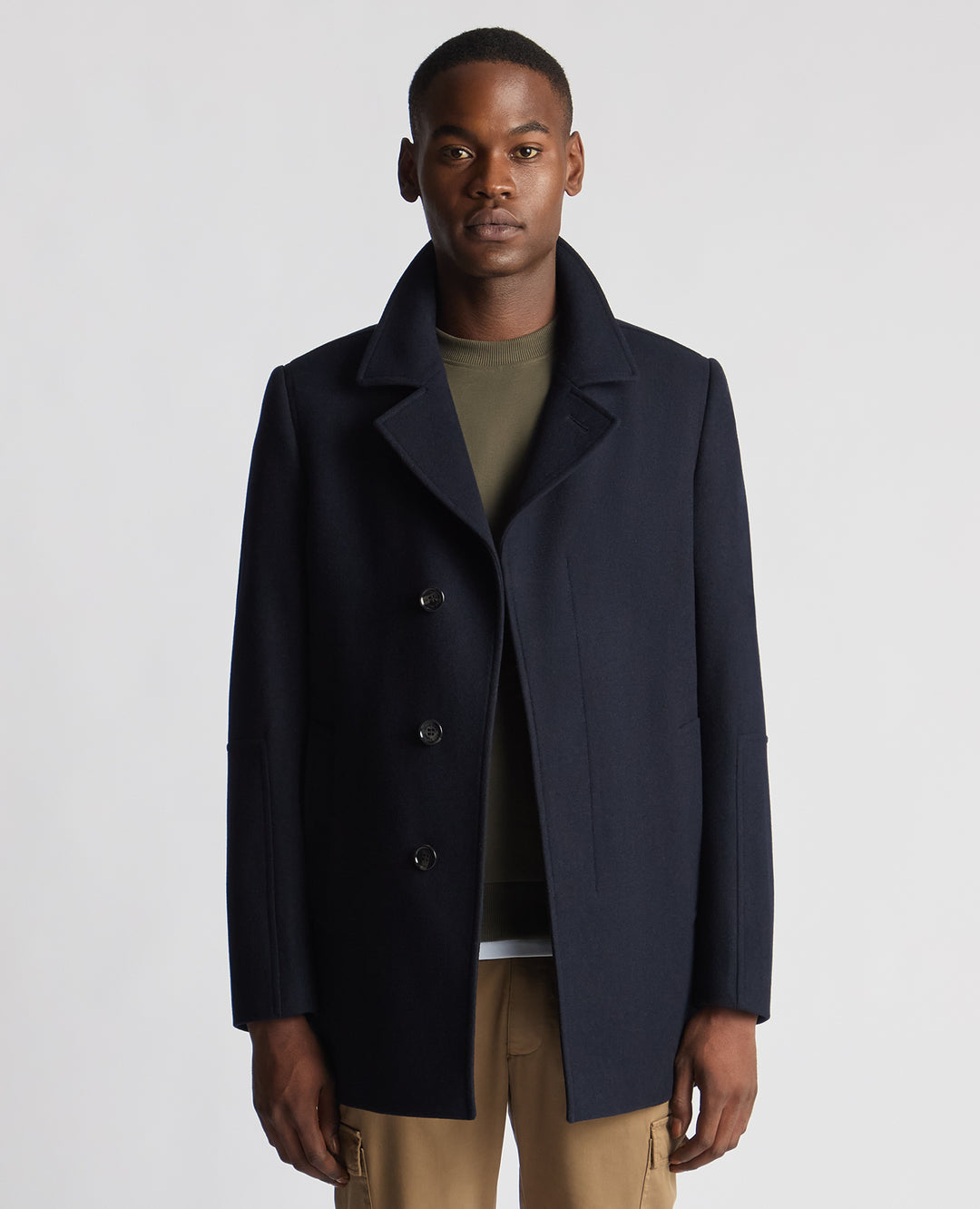 Remus Uomo – Grey / Navy – Lochlan Tailored Fit Wool-Blend Overcoat