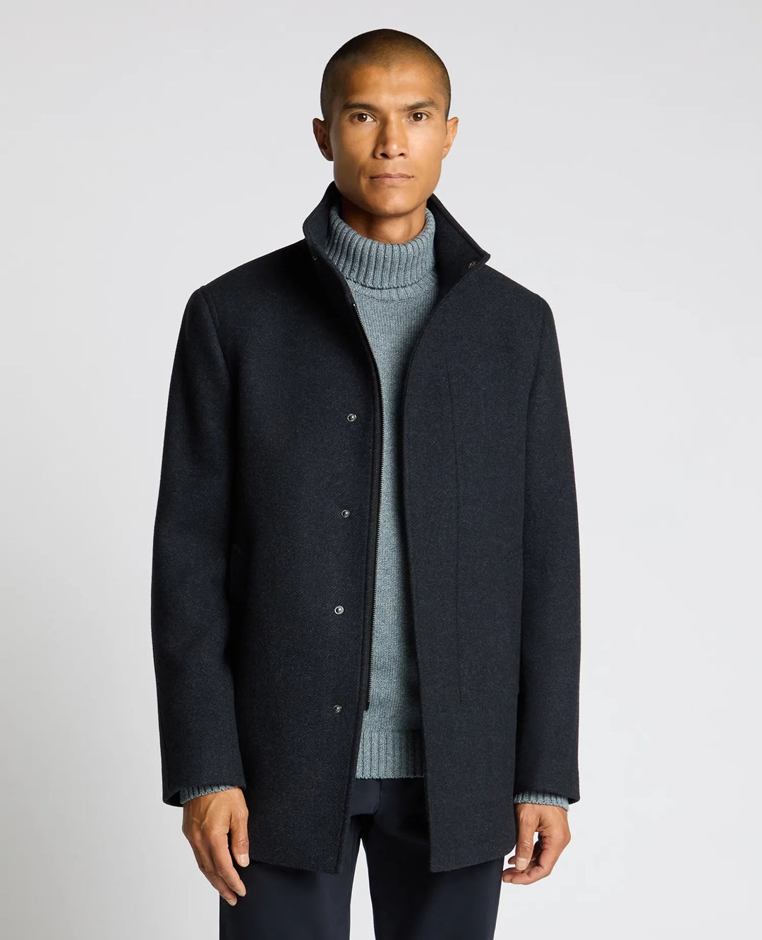 Jacob Wool-Blend Tailored Coat – Dark Blue