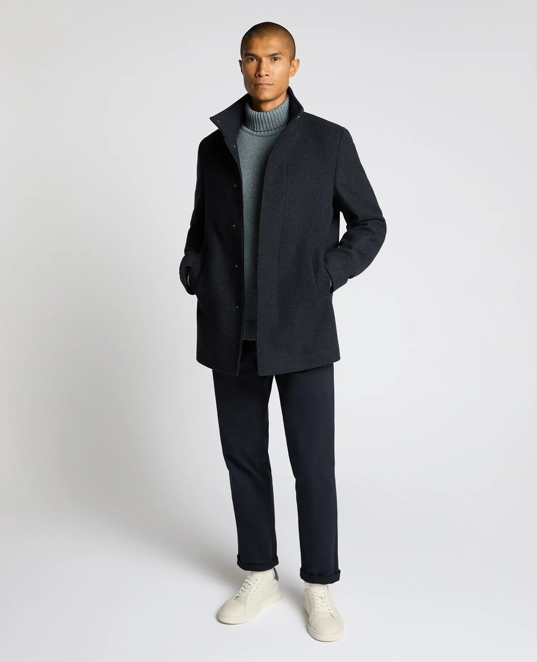 Jacob Wool-Blend Tailored Coat – Dark Blue