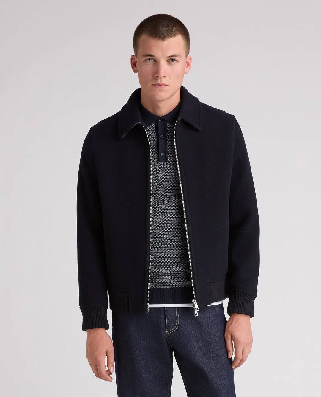 Tyler Wool-Rich Tailored Coat – Navy