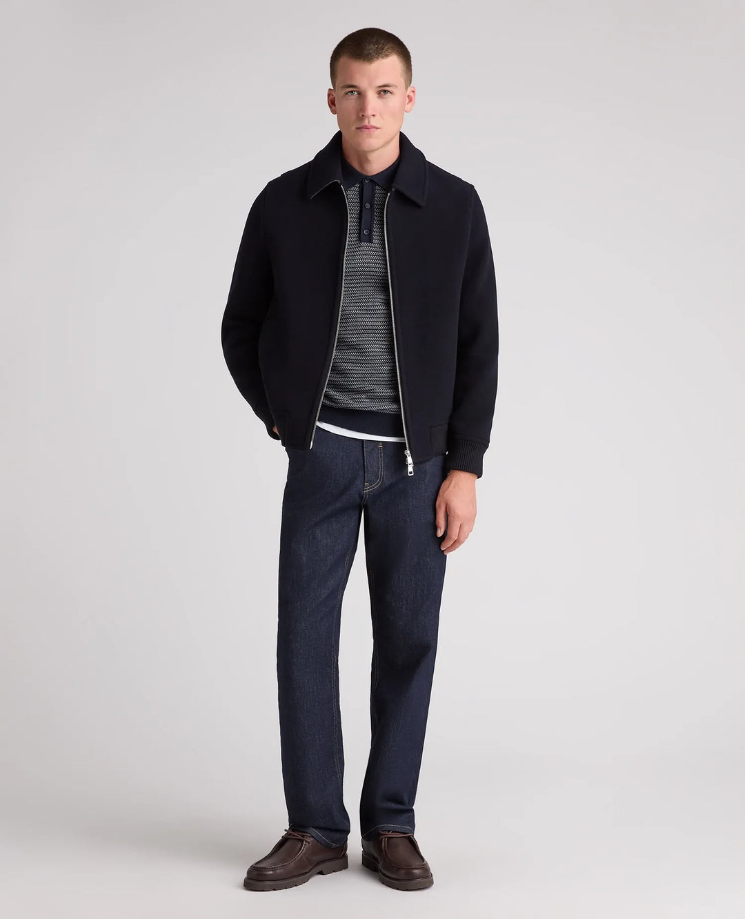 Tyler Wool-Rich Tailored Coat – Navy