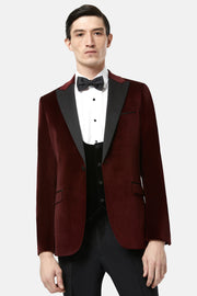 Benetti Jasper Burgundy Velvet Tuxedo Jacket