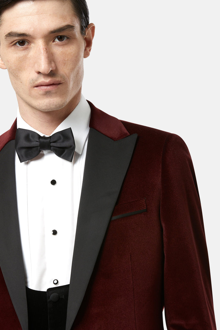 Benetti Jasper Burgundy Velvet Tuxedo Jacket