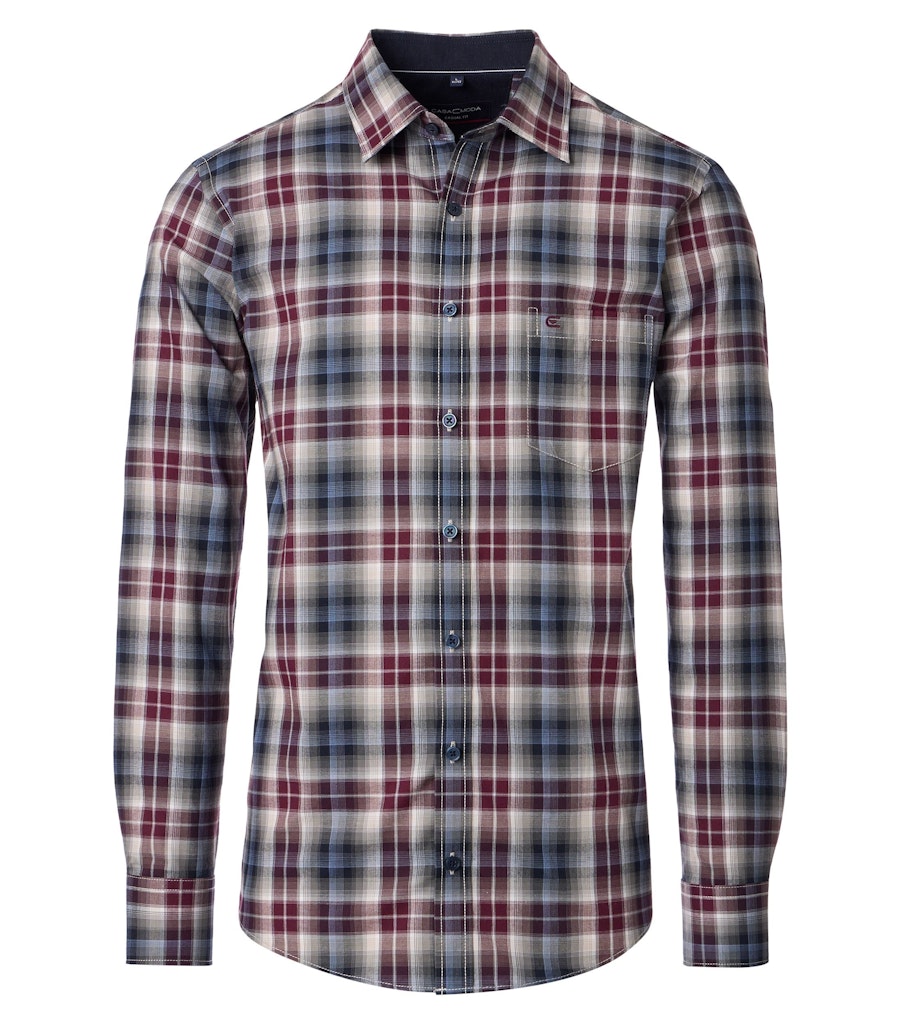 Casa Moda – Casual Fit – Red Check – Cotton Twill Shirt