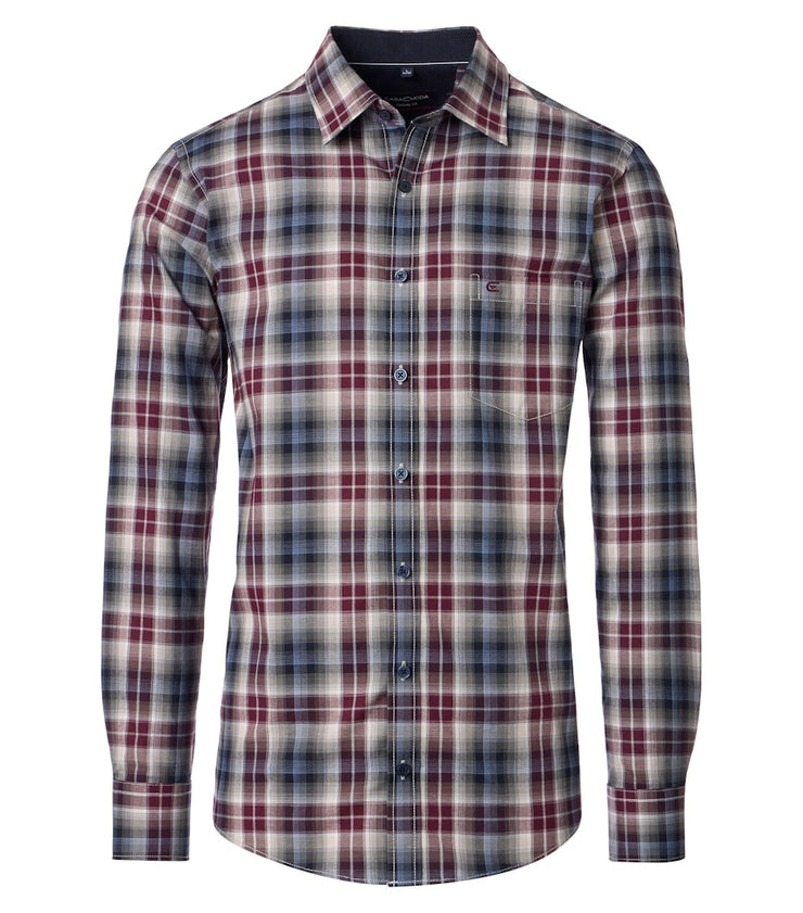 Casa Moda – Casual Fit – Red Check – Cotton Twill Shirt