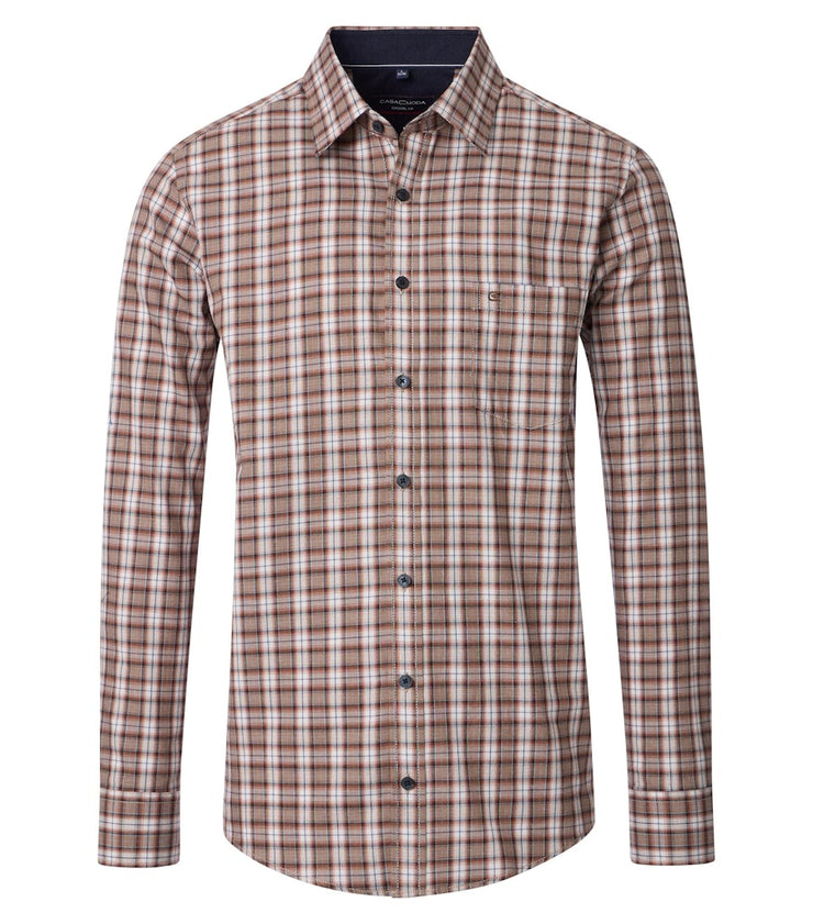 Casa Moda – Casual Fit – Beige Check – Cotton Shirt