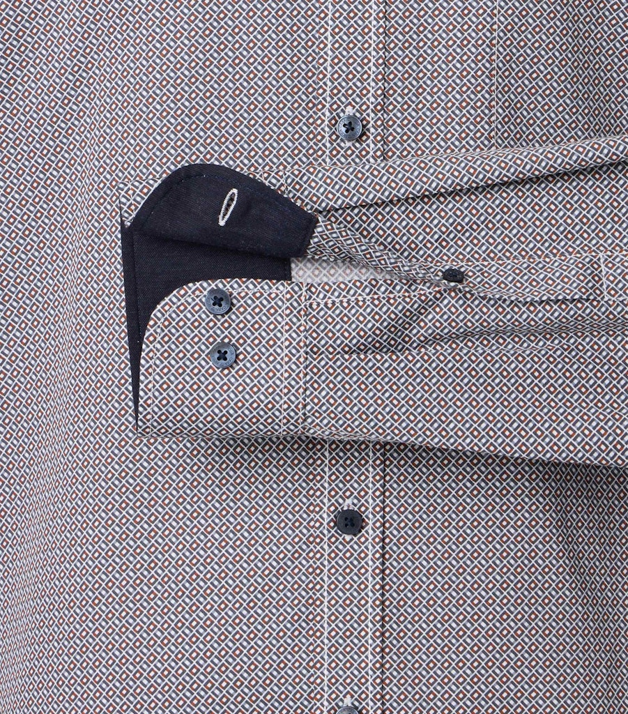 Casa Moda – Casual Fit – Silver Print – Cotton Shirt