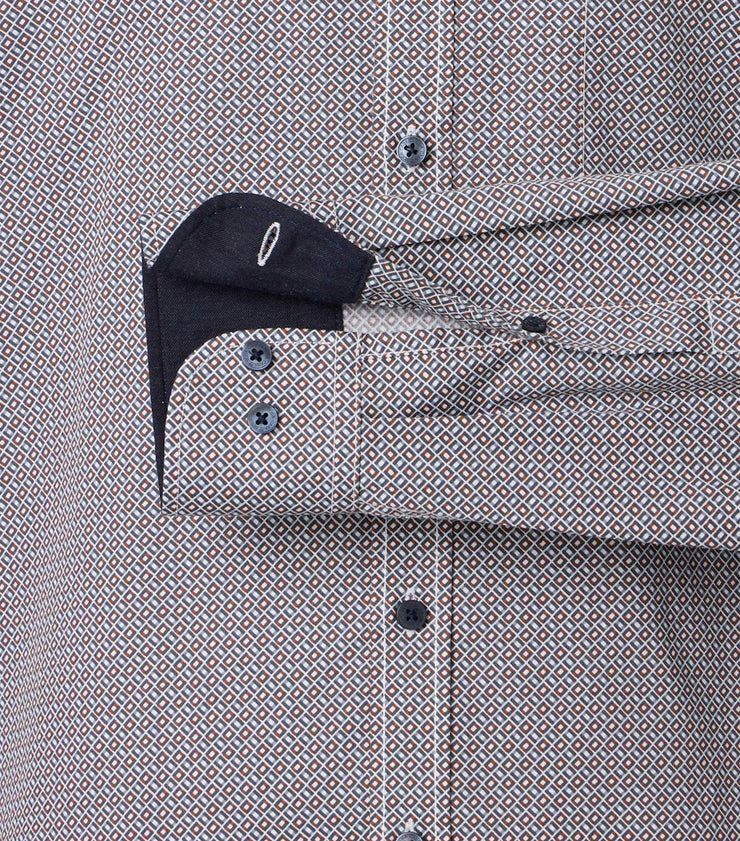 Casa Moda – Casual Fit – Silver Print – Cotton Shirt