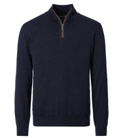 Casa Moda – Troyer – Regular Fit – Sky Captain – Half-Zip Cotton Knit Sweater