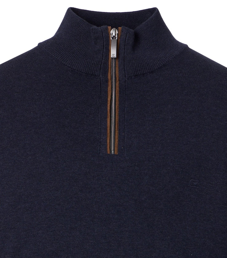 Casa Moda – Troyer – Regular Fit – Sky Captain – Half-Zip Cotton Knit Sweater