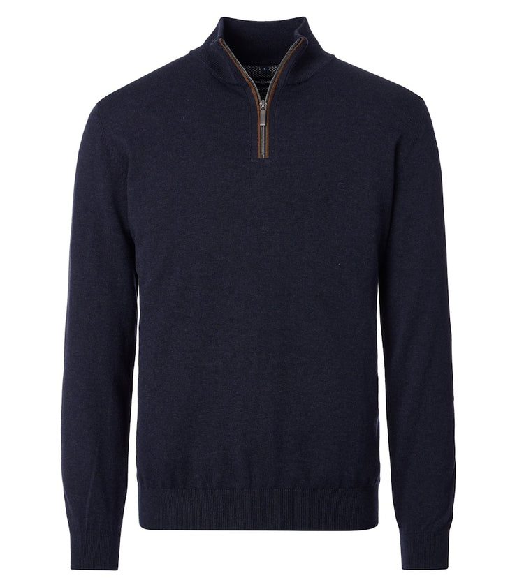 Casa Moda – Troyer – Regular Fit – Sky Captain – Half-Zip Cotton Knit Sweater