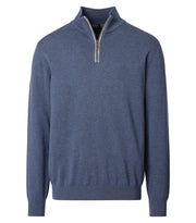 Casa Moda – Troyer – Regular Fit – Sky Captain – Half-Zip Cotton Knit Sweater
