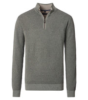 Casa Moda – Troyer – Regular Fit – Seagrass – Half-Zip Cotton Knit Sweater