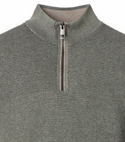 Casa Moda – Troyer – Regular Fit – Seagrass – Half-Zip Cotton Knit Sweater