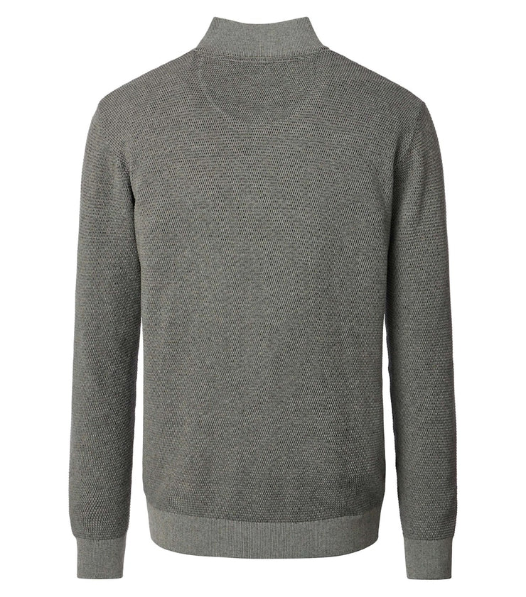 Casa Moda – Troyer – Regular Fit – Seagrass – Half-Zip Cotton Knit Sweater